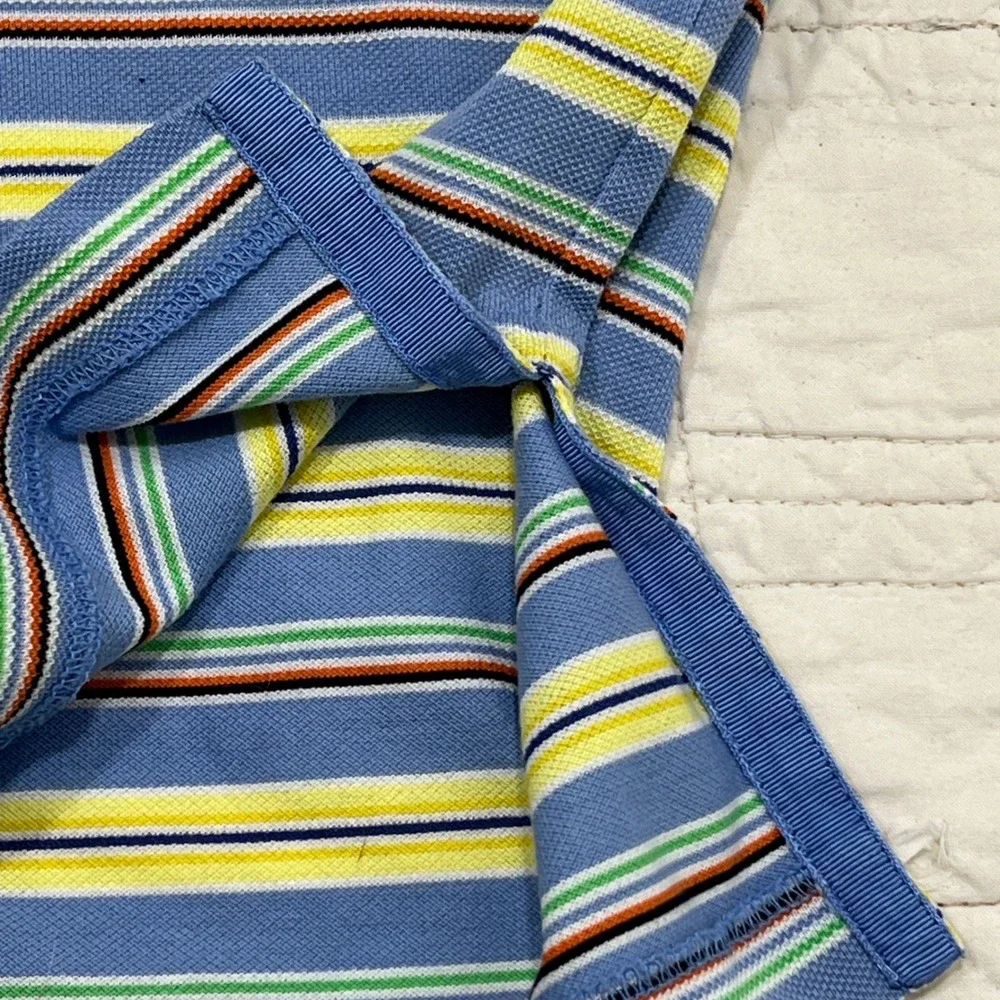 Polo Ralph Lauren Mens XL Pima Cotton Striped Polo Shirt Blue Yellow Multi Color